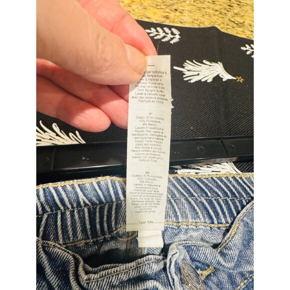 Tapata Wide Leg Blue Denim Cargo Jeans L 34" Inseam Elastic Waist Pockets Casual - Picture 9 of 10